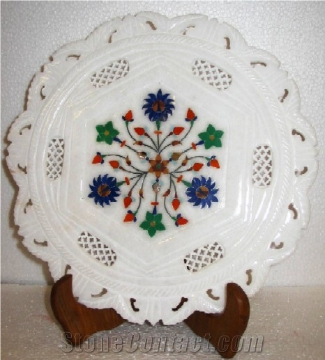 Marble Plate with Inlay Work & Stand