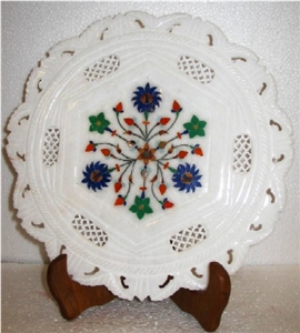 Marble Plate with Inlay Work & Stand