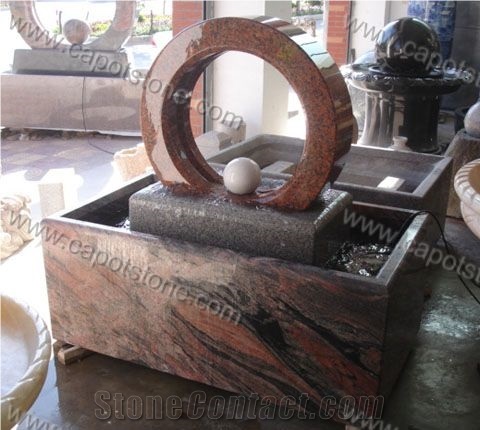 Spinning Stone Wheel Fountain, Floating Ring Fount
