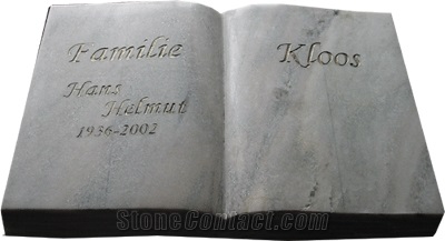 Grey Marble Book Shape Grave Markers Traditional Handicrafts
