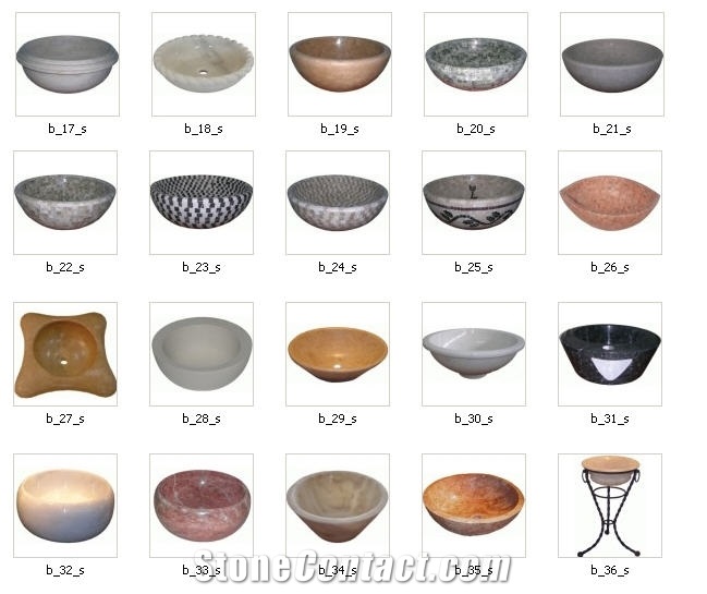 Travertine and Marble Bowls, Sinks