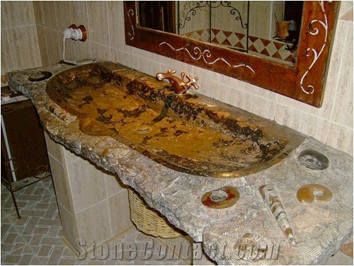 Fossil Stone Washbasin Top Fossil Brown Limestone From Morocco