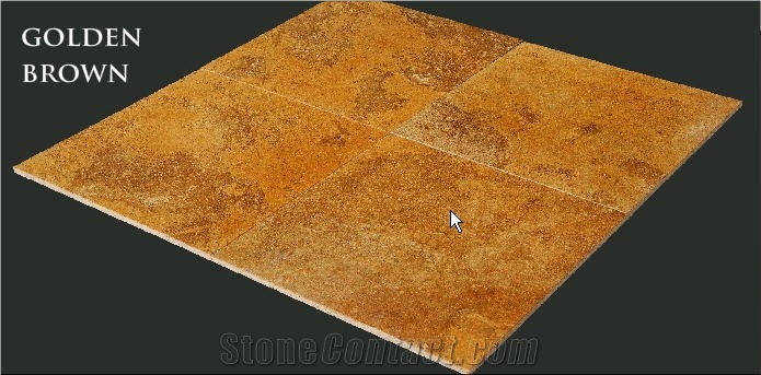 Golden Brown Travertine Slabs & Tiles, Turkey Brown Travertine