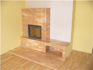 Rosa Portagalo Marble Fireplace
