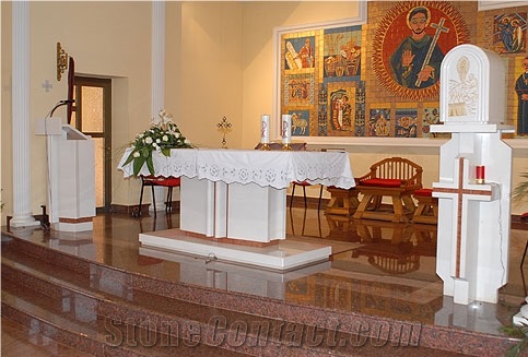 Altars and Church Interiors, White Marble Furniture