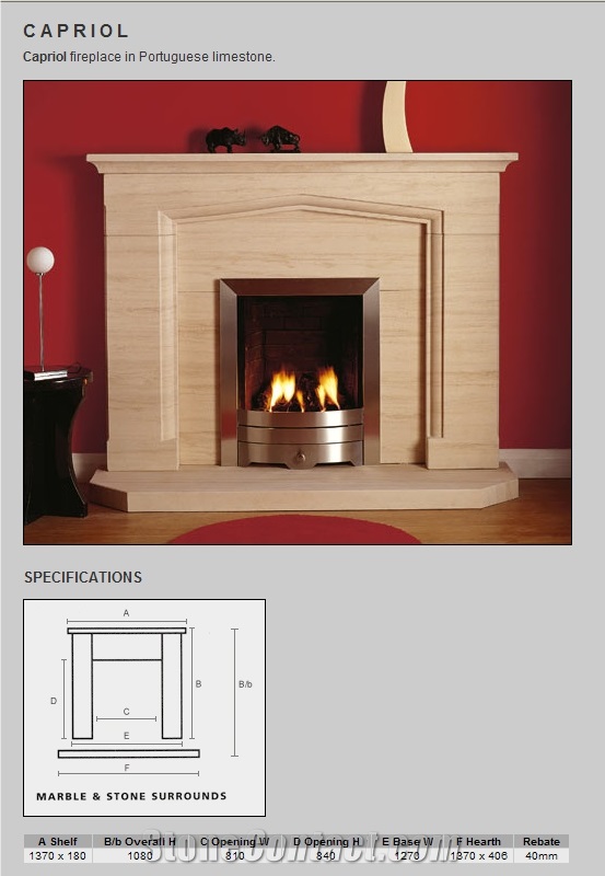 Capriol Beige Limestone Fireplace