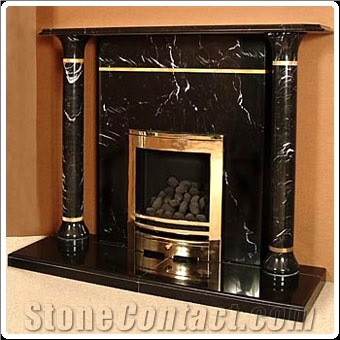 the Pharaoh Marble Fireplace - Nero Marquina and S