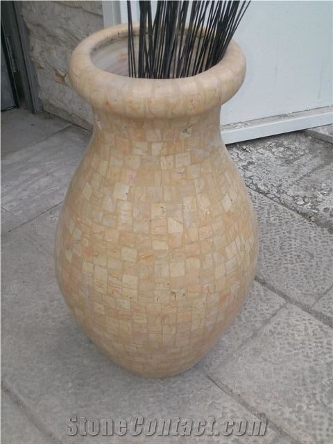 Jerusalem Stone Mosaic Vases From Israel Stonecontact Com