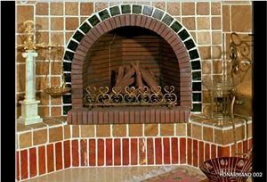 Brown Travertine Fireplace