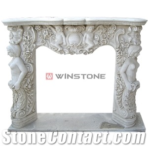 White Marble Sculpture Fireplace Wsf-002