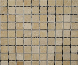 Ramon Gold Tumbled Mosaic, Yellow Limestone