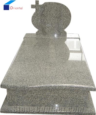 G435 China Granite Monuments, Cross Tombstones Design, Grey Engraved Headstones, European Style Gravestone