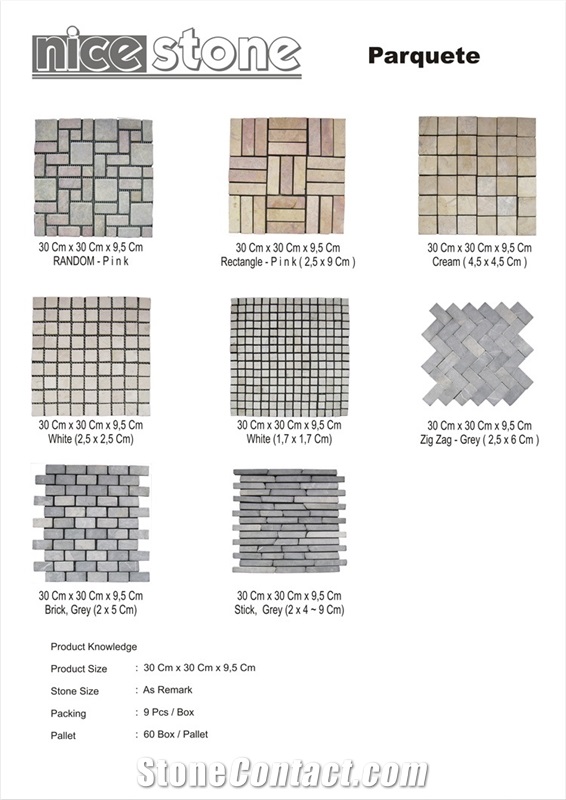 Natural Stone Parquete Stone Mosaic