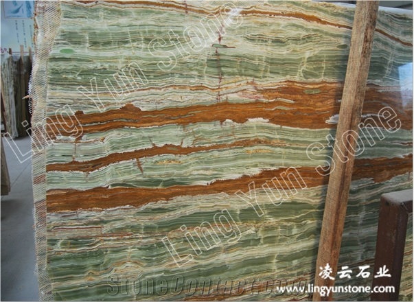 Bamboo Green Onyx Slabs & Tiles