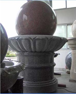 Red Granite Outdoor Ball Fountain