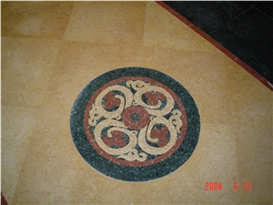 Gold Marble Floor Tile, Mosaic Medallion