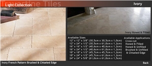 Ivory Travertine French Pattern Brushed, Chiseled