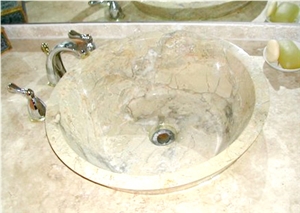 Beige Limestone Sink