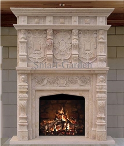 Beige Marble Fireplace