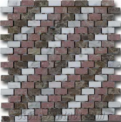 Brown Marble Mosaic in Brick Pattern