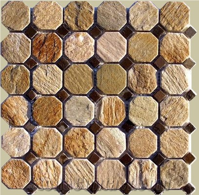 China Apricot Brown Slate Mosaic