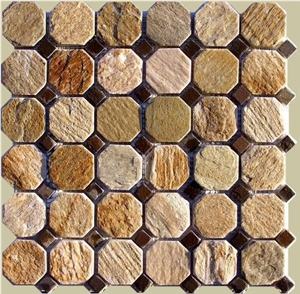 China Apricot Brown Slate Mosaic