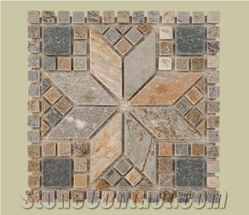 Golden Sand Slate Mosaic Medallion