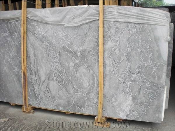Fangshan Silver Crystal Marble Slab, China Grey Marble