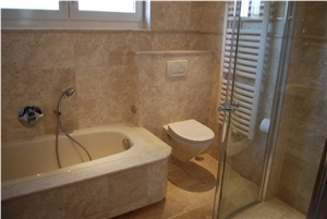 Light Travertine Bathroom Design, Classic Beige Travertine
