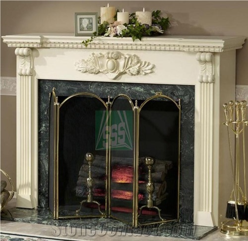 Cream Limestone Fireplace
