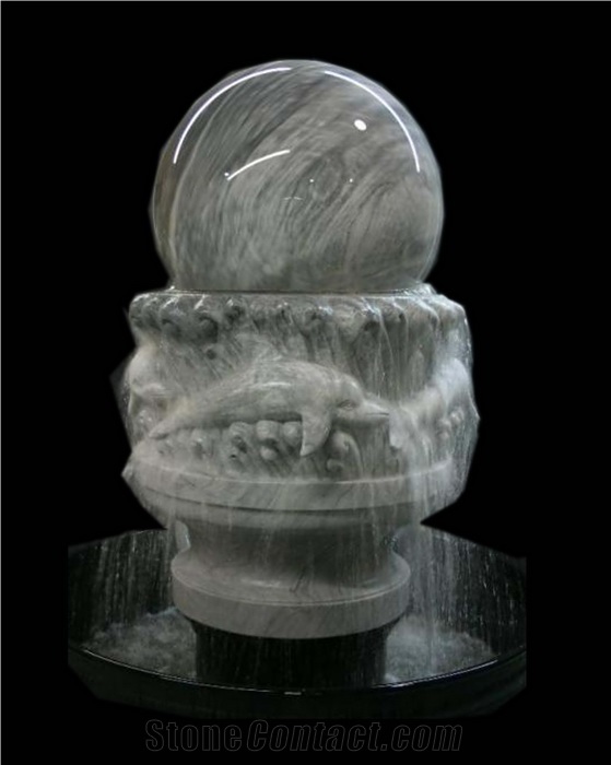 Viskont White Granite Carving Ball Fountain