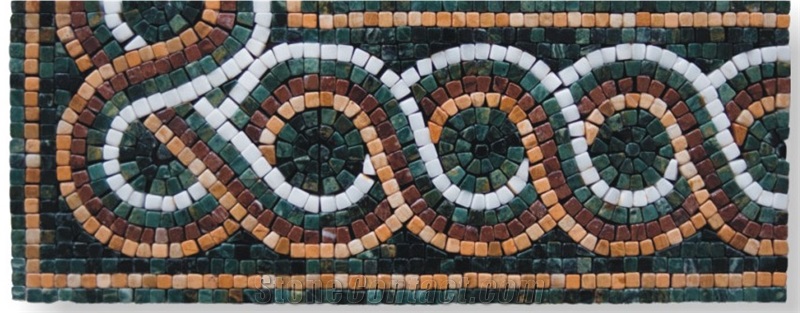 Green and Blue Marble Mosaic Border