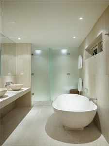 Moca Creme Grao Light Bathroom, Beige Limestone Bath Design
