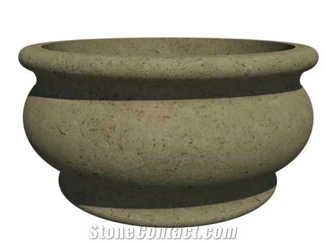 Round Cast Stone Planter - AAPL011