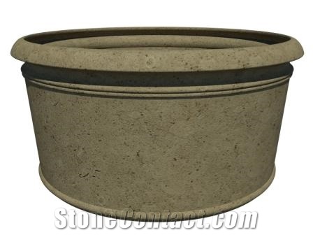 Round Cast Stone Planter - AAPL014