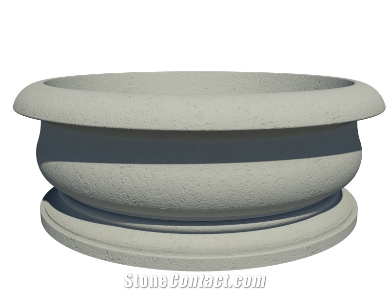 Round Cast Stone Planter - AAPL017