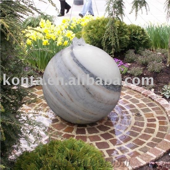 Baoxing Grey Flower Marble Ball Fountain