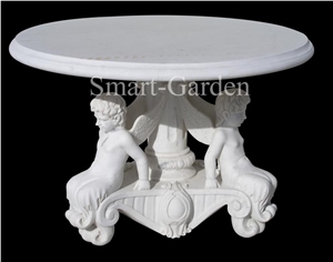 Palm Springs White Marble Round, Palm Springs Marble Furniture