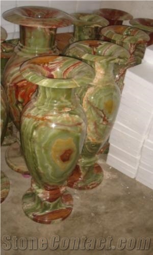 Dark Green Onyx Decorative Vase