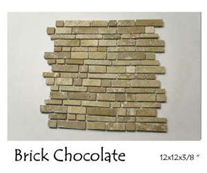 Chocolate Travertine Brick Mosaic