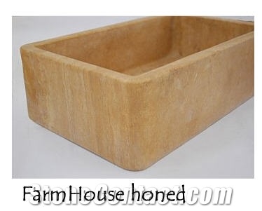 Farmhouse Honed Travertine Basin