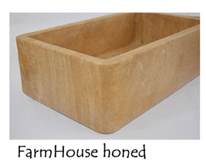 Farmhouse Honed Travertine Basin