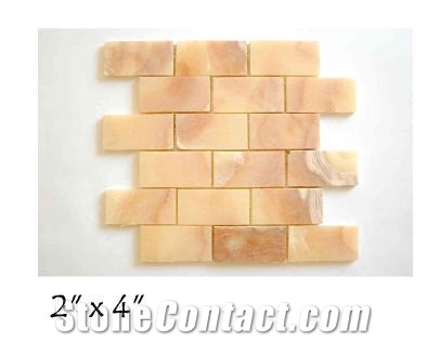 Miel Onyx Brick Mosaic 2x4