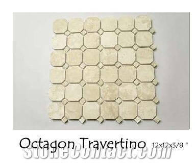 Octagon Light Travertino Mosaic