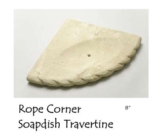 Rope Corner Soapdish Travertine 8"