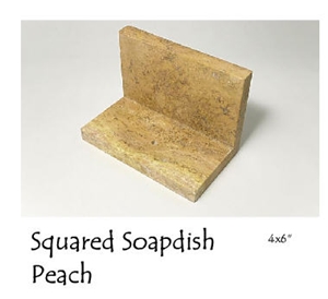 Squared Soapdish Peach Travertine 4x6