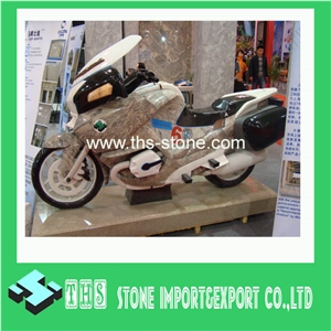 China Juparana Granite Memorial Motorcycle Sculpture
