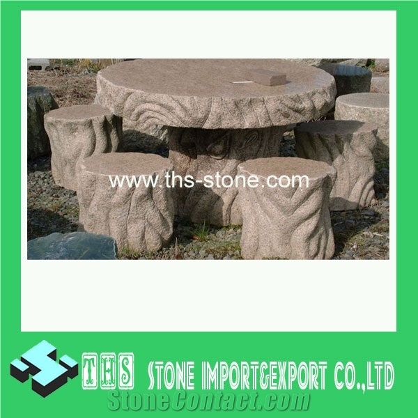 Garden Granite Table and Benches