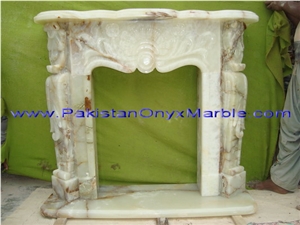 Pakistan White Onyx Fireplaces Mantels