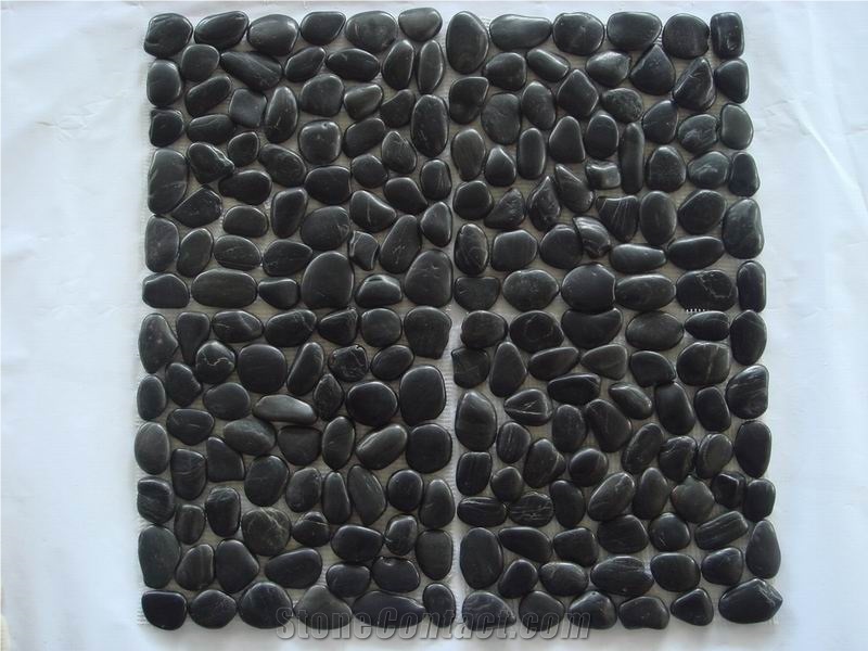 Black Marble Pebble Mosaic